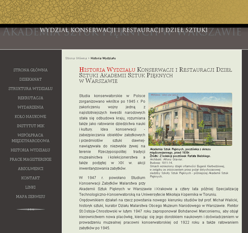 Faculty of Conservation and Restauration of Art objects, Academy of Fine Arts in Warsaw